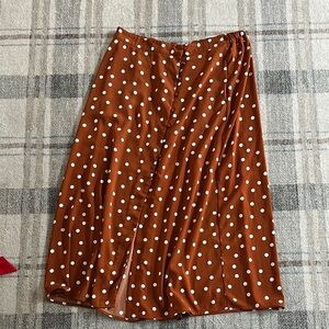 Polka Dot Midi Skirt in Brown